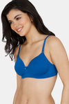 Zivame Padded Non Wired 3/4th Coverage T-Shirt Bra - Classic Blue — thumbnail 3